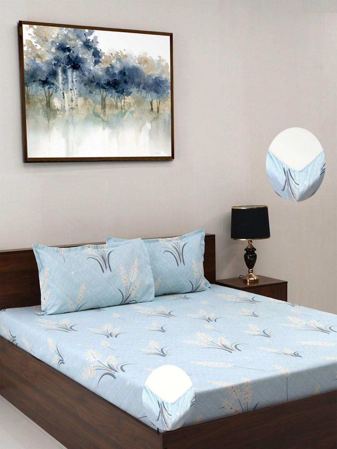 

Steve & Anderson Elevate Blue Floral 164 TC King Bedsheet Set 1.83 m X 1.98 cm X 0.2 cm