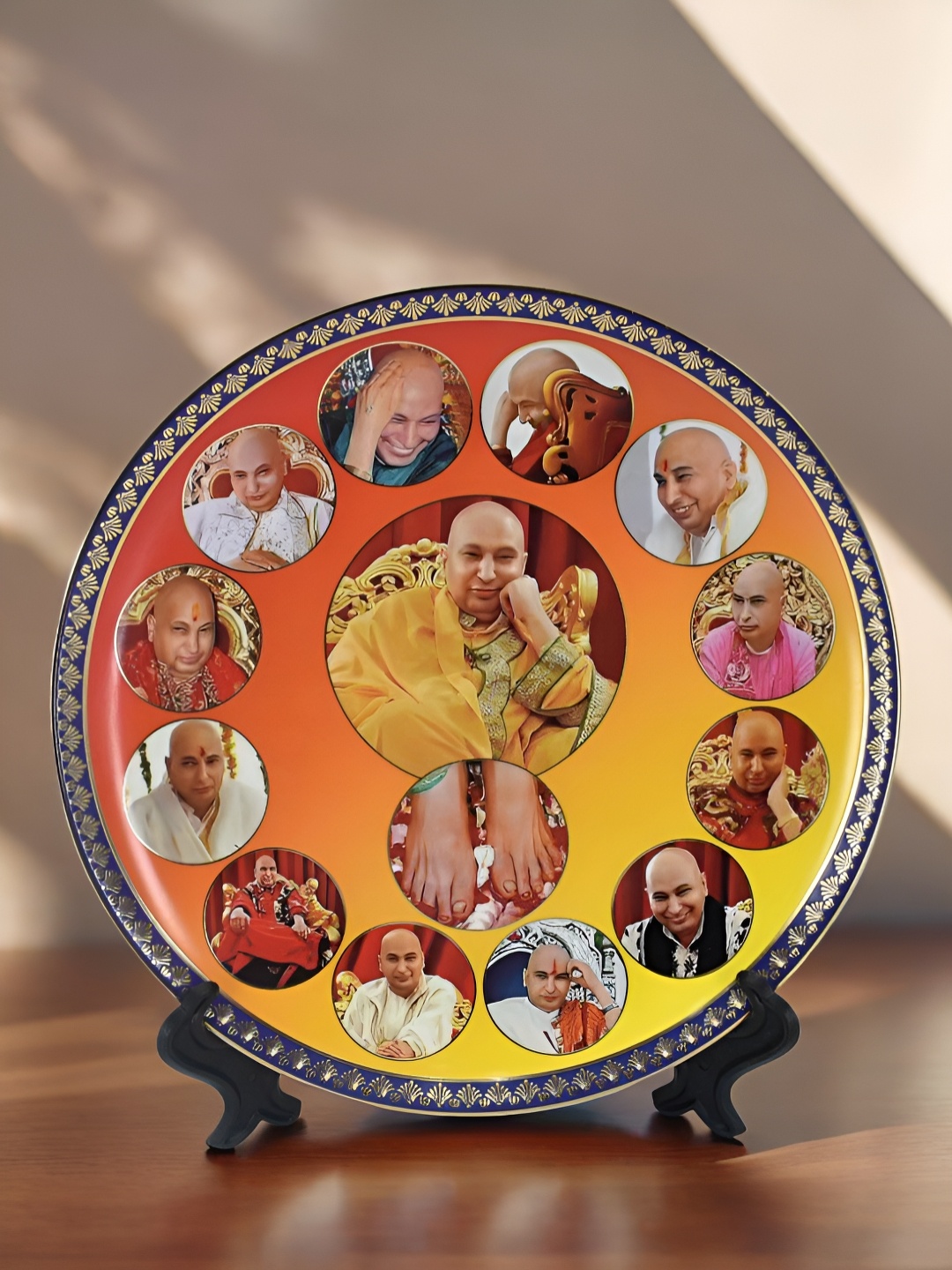 

The Decor Lane Yellow & Orange Colored Printed Ceramic Wall Plate With Stand