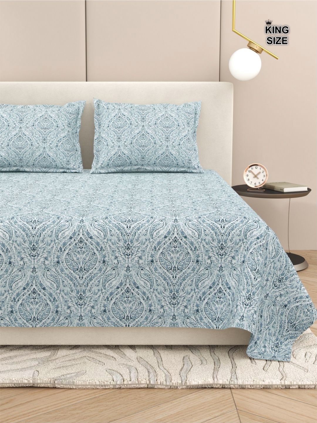 

DREAM WEAVERZ Ethnic Motifs King Size Bedsheet With 2 Pillow Cover, White
