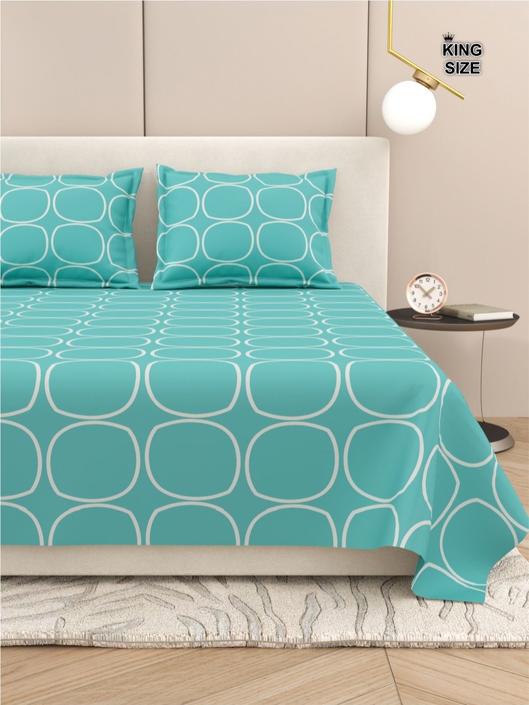 

DREAM WEAVERZ Solid King Size Bedsheet With 2 Pillow Cover, Green