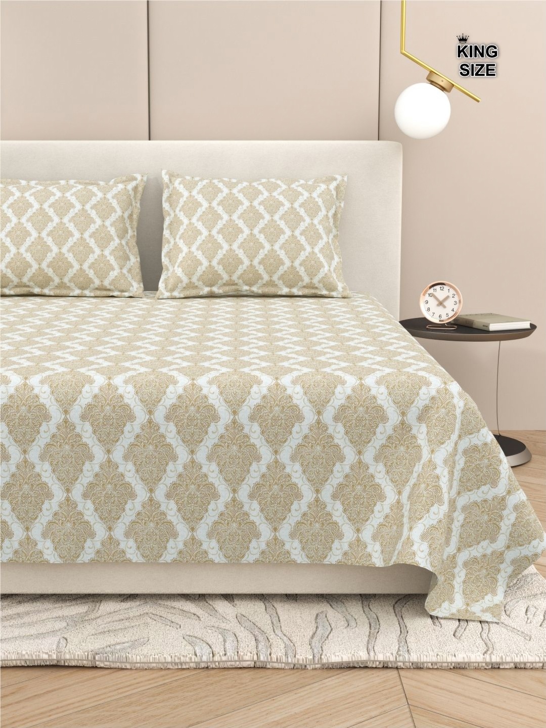 

DREAM WEAVERZ Ethnic Motifs King Size Bedsheet With 2 Pillow Cover, Brown
