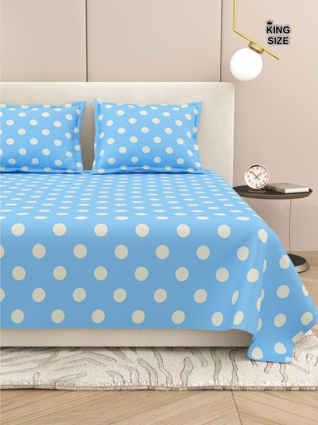 

DREAM WEAVERZ Solid King Size Bedsheet With 2 Pillow Cover, Blue