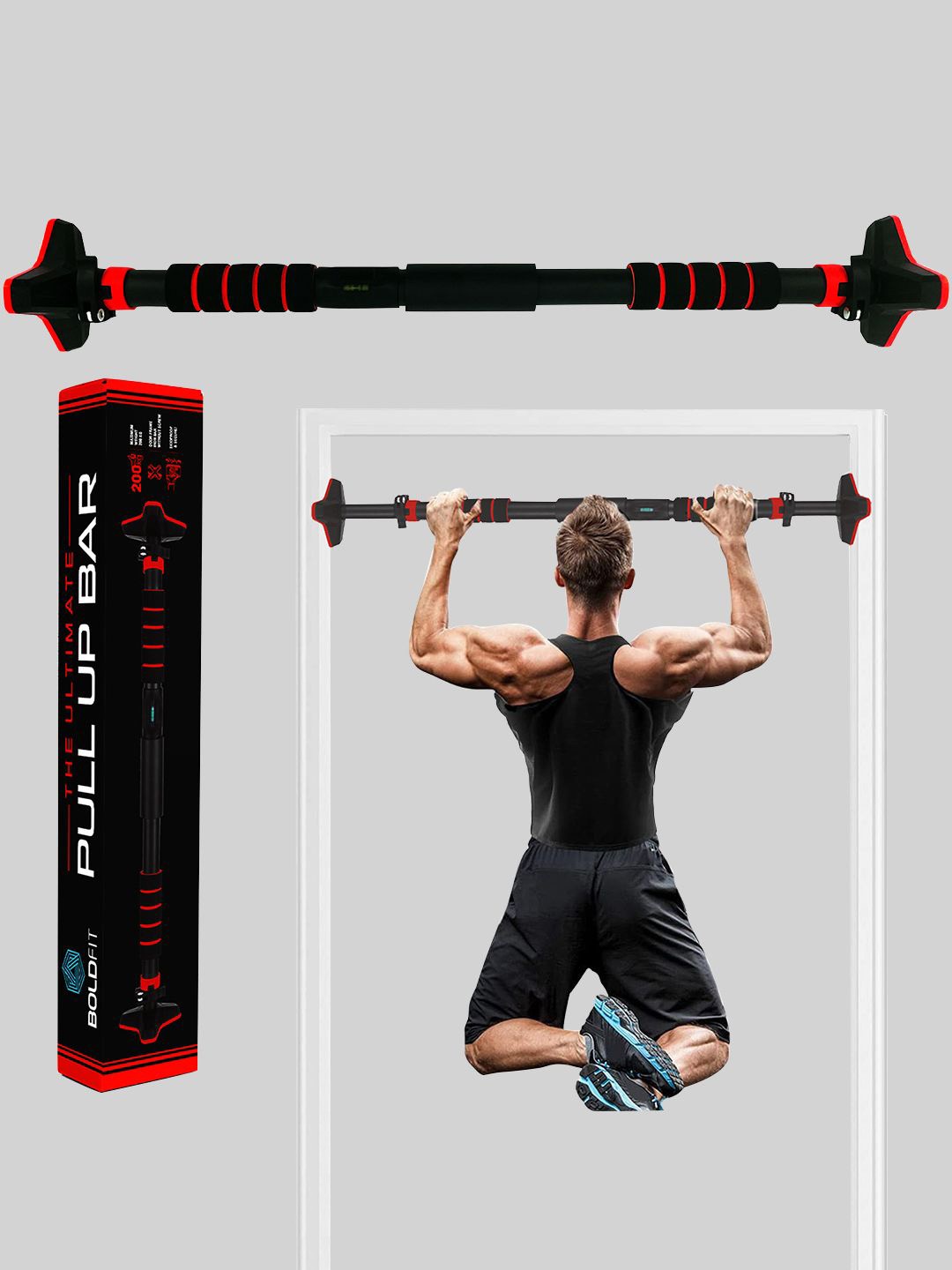 

BOLDFIT Unisex Red & Black Pull Up Bar - Classic