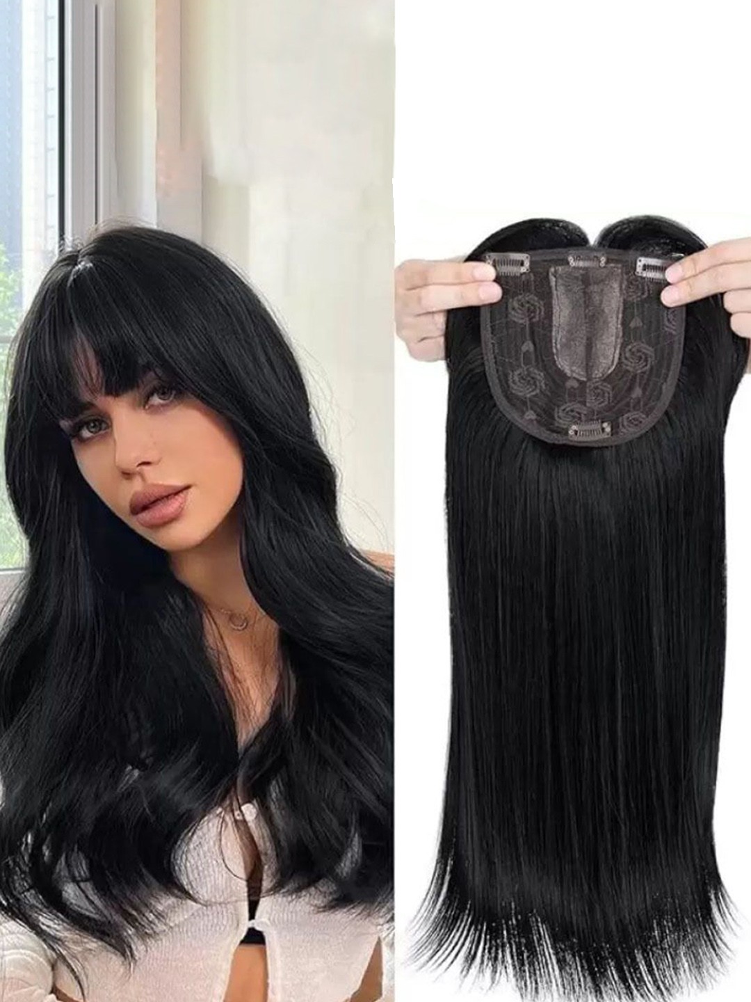 

CRIBE Clip-In Straight Scalp Topper Hair Extension- Brown - 20 Inch