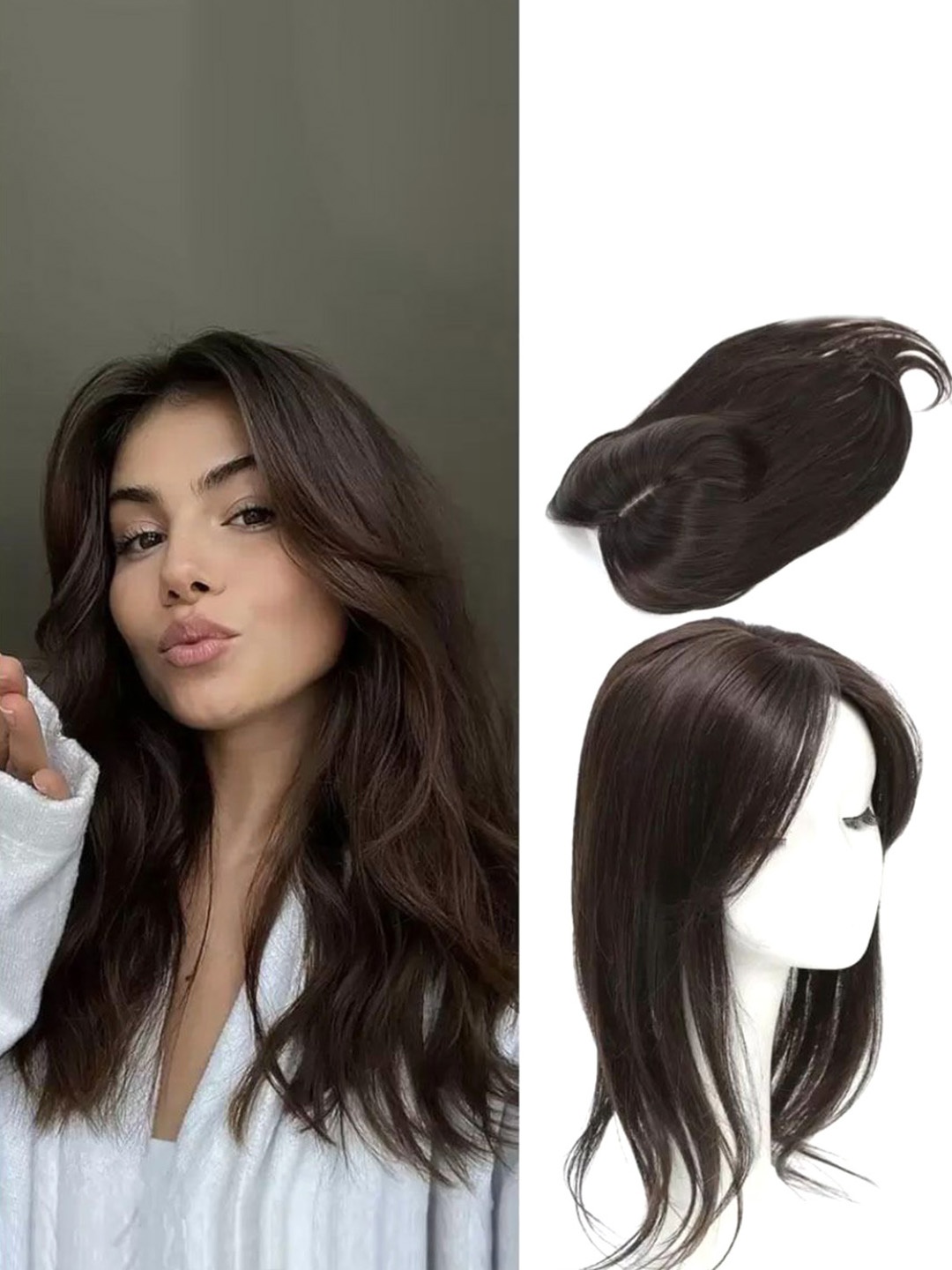 

CRIBE Clip-In Straight Scalp Topper Hair Extension - Brown - 20 Inch