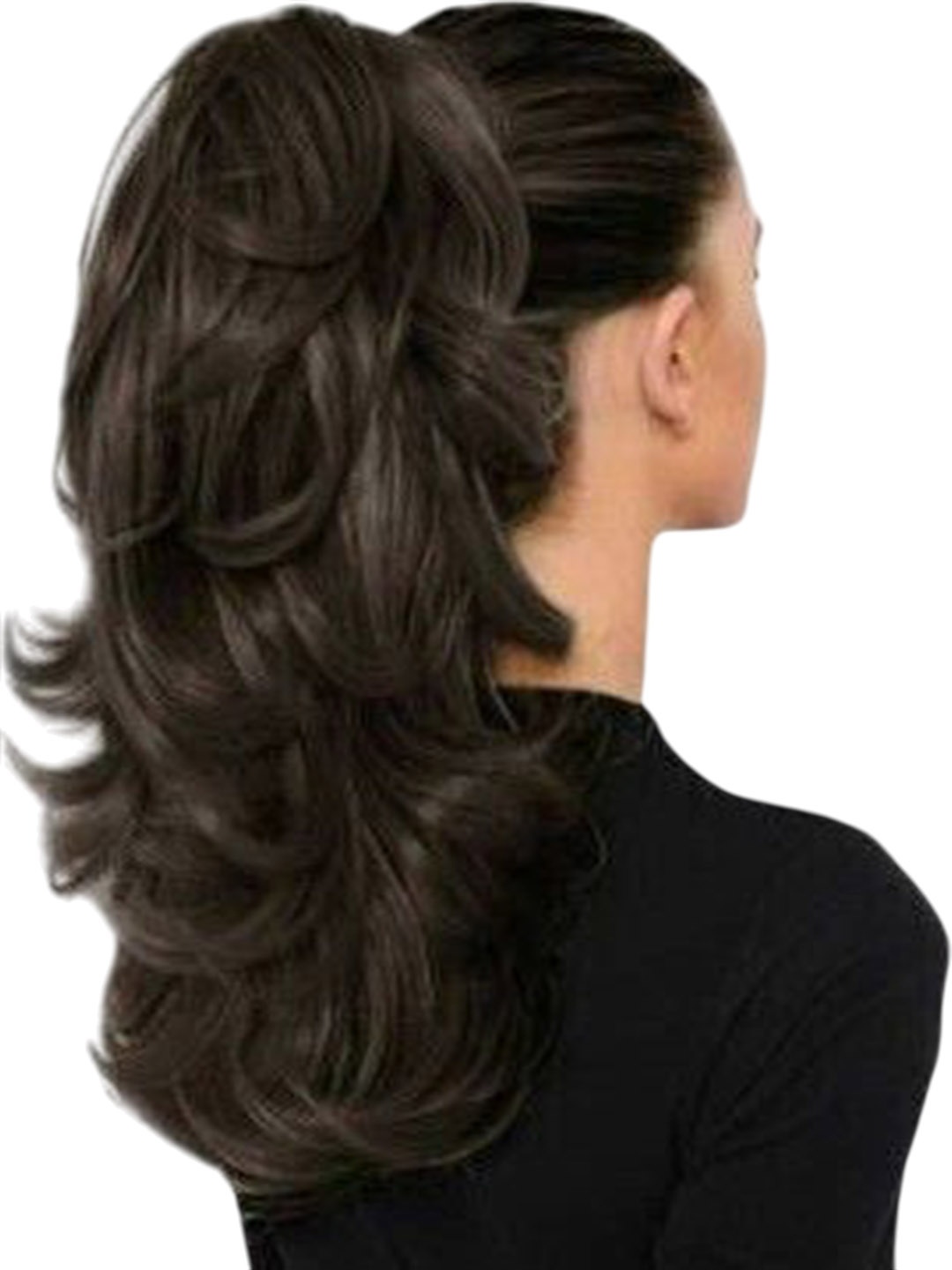 

CRIBE Clip-In Wavy Ponytail Hair Extension - Brown - 20 Inch, Black