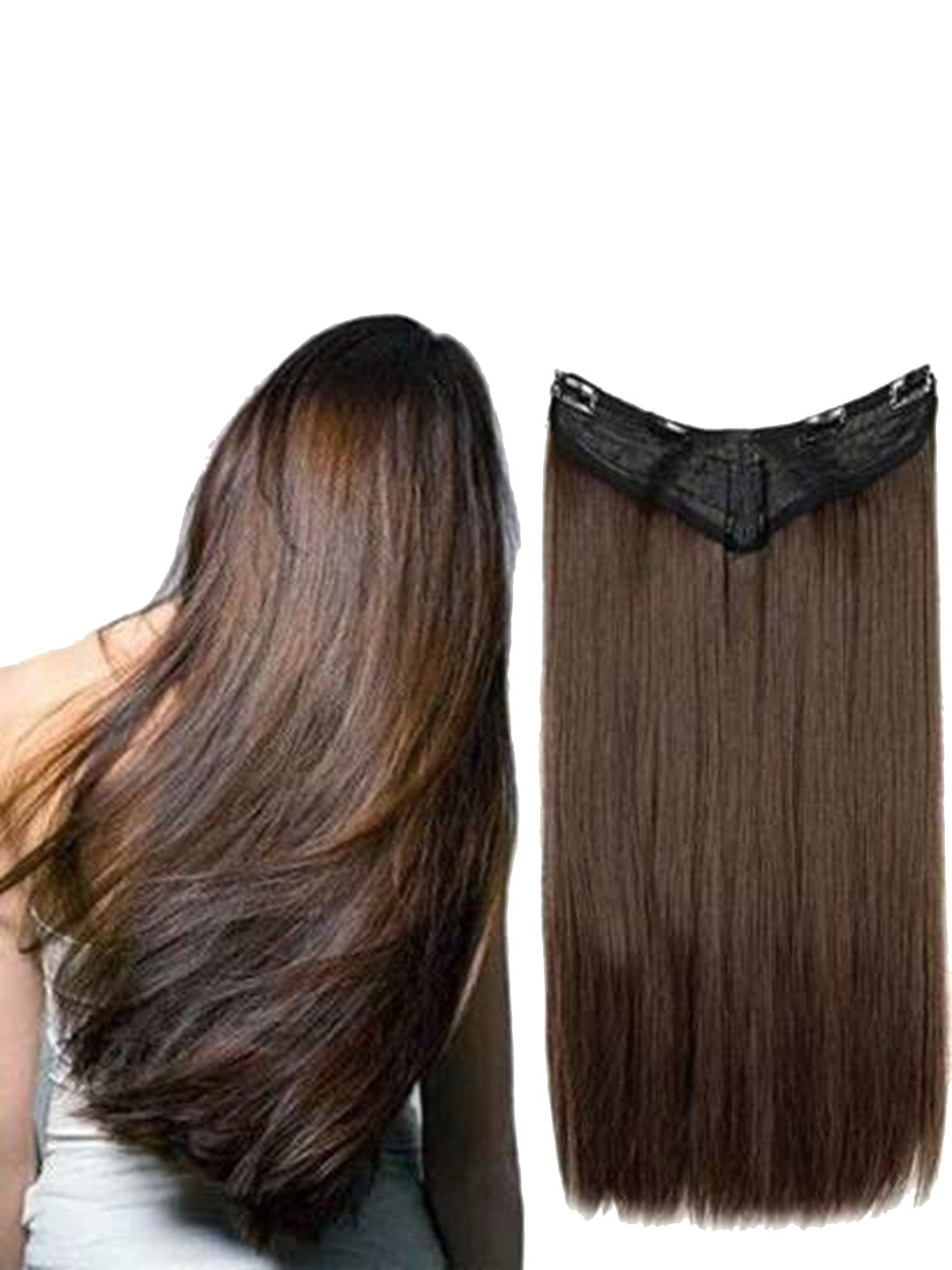 

CRIBE Clip-In Locks Straight Hair Extension - Brown - 22 Inch