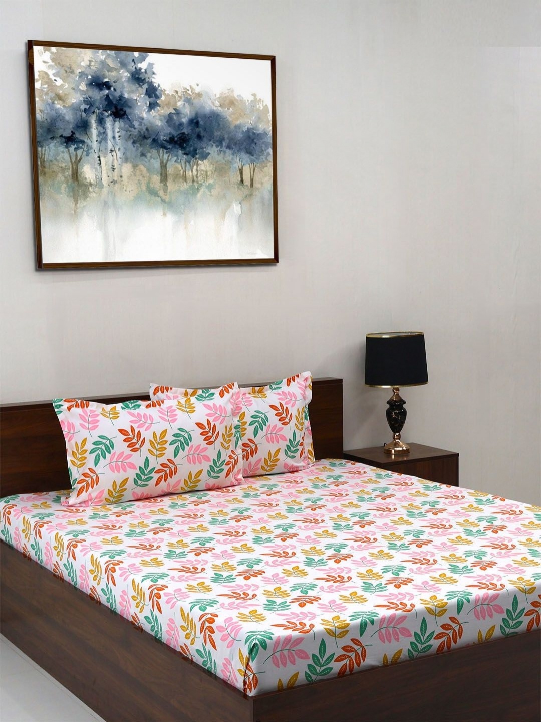 

Steve & Anderson Elevate White Floral Printed 164 TC Queen Bedsheet Set 2.24 m x 2.54 m