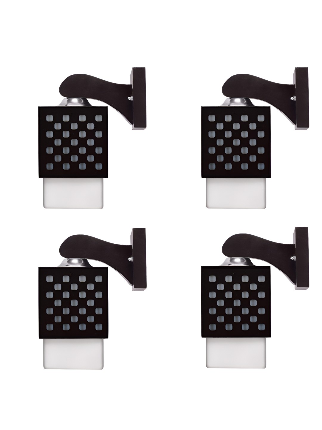 

Gojeeva Black & White 4 Pieces Textured Square Shaped Wooden Wall Lamp