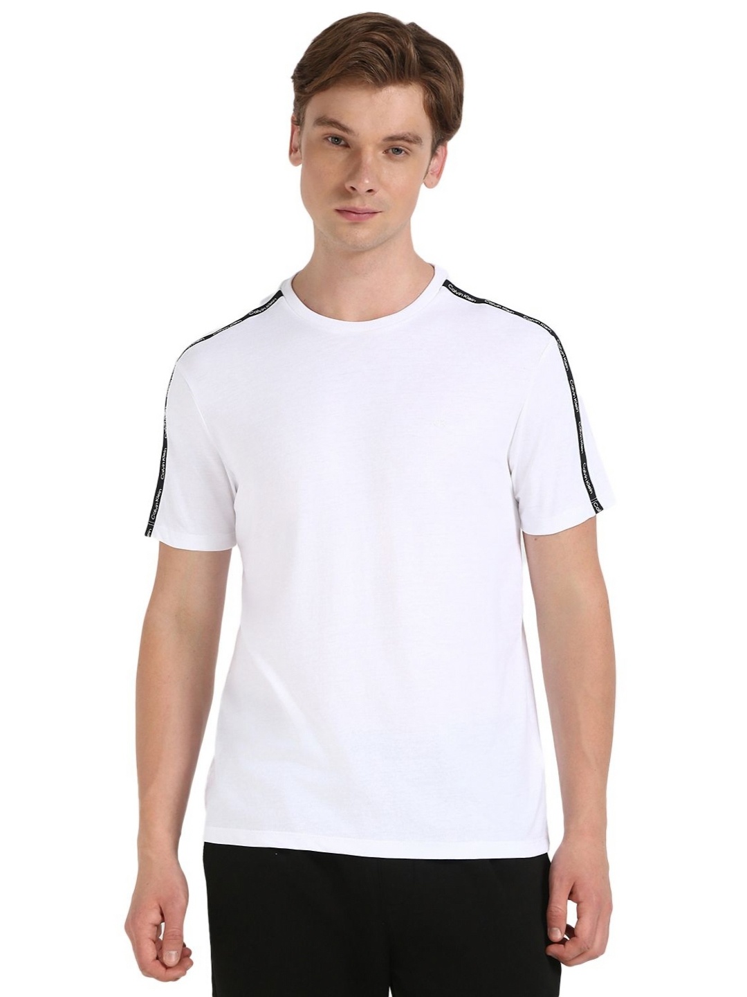 

Calvin Klein Jeans Men Typography Printed Round Neck Cotton T-shirt, White