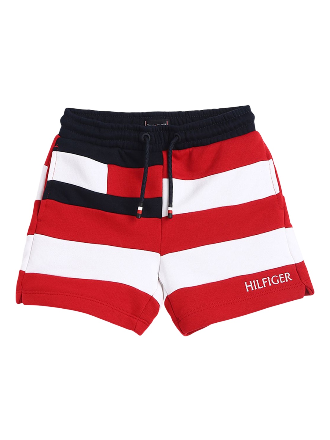 

Tommy Hilfiger Boys Striped Cotton Regular Shorts, Red