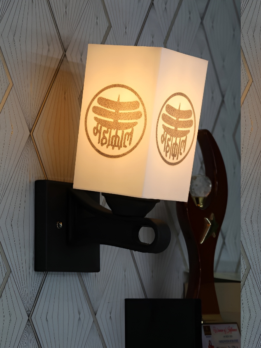 

Gojeeva White & Black 2 Pieces Printed Rectangle Shaped Metal Wall Lamps