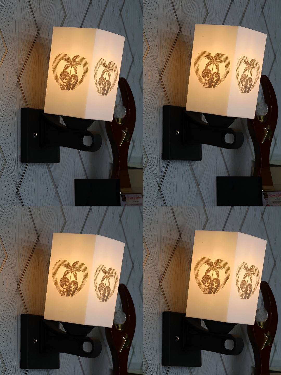 

Gojeeva Black & White 2 Pieces Printed Rectangle Shaped Wall Lamps