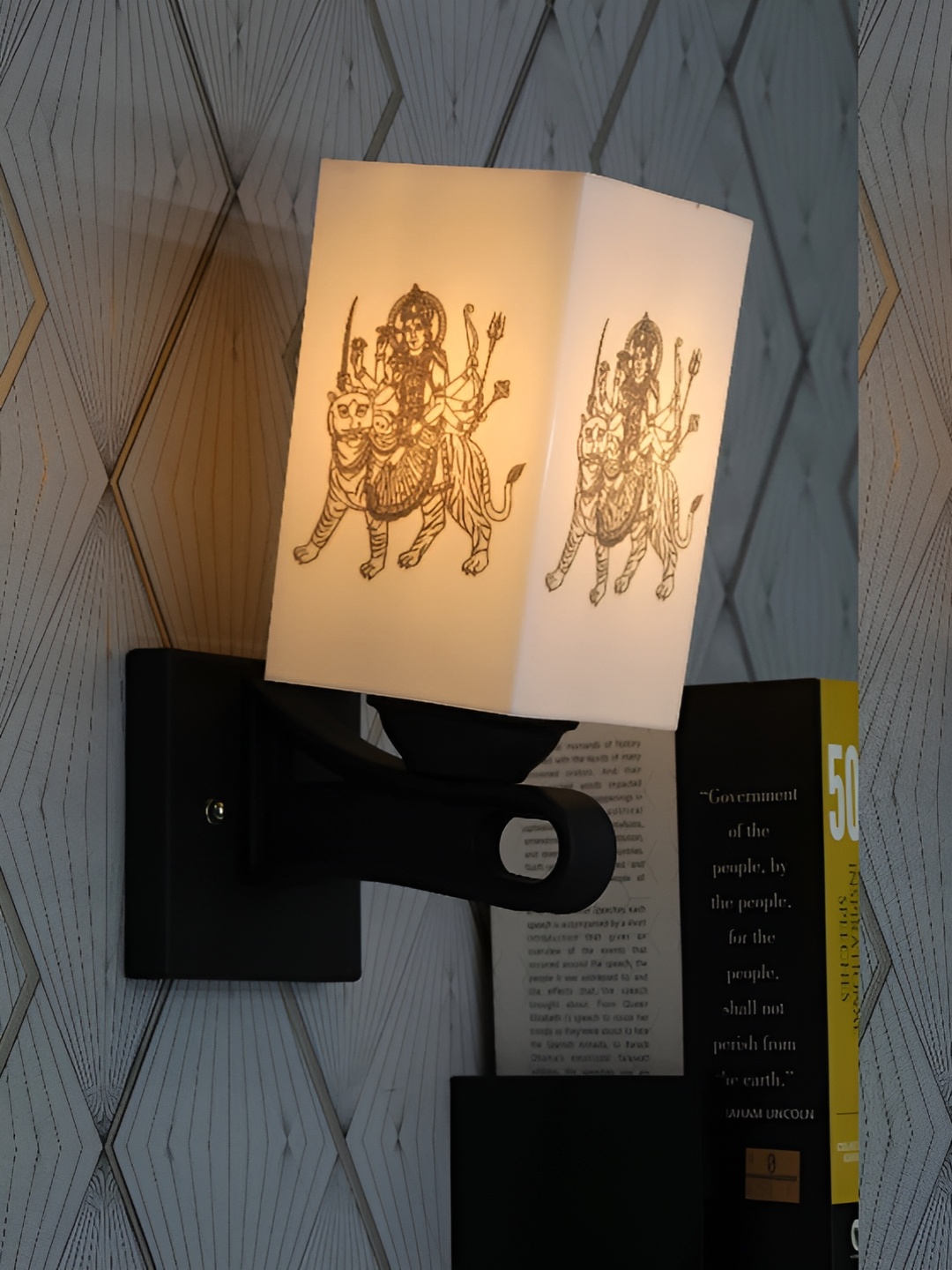 

Gojeeva White & Black 2 Pieces Rectangle Shaped Metal Wall Lamps