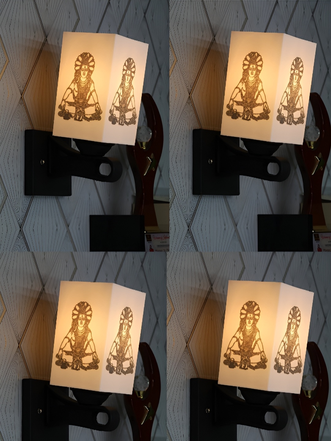

Gojeeva White & Black 4 Pieces Rectangle Shaped Metal Wall Lamps