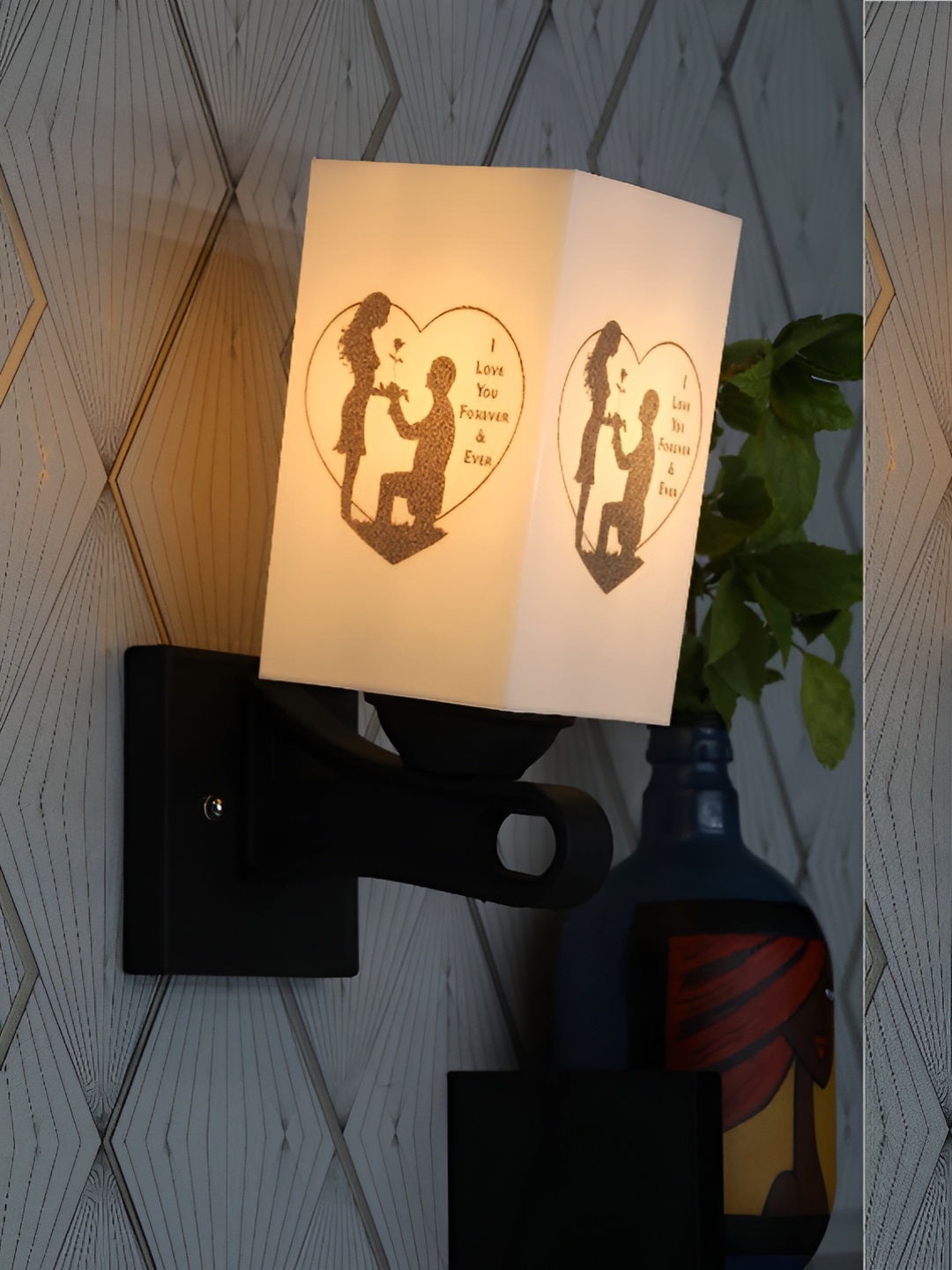 

Gojeeva White & Black 2 Pieces Rectangle Shaped Metal Wall Lamps