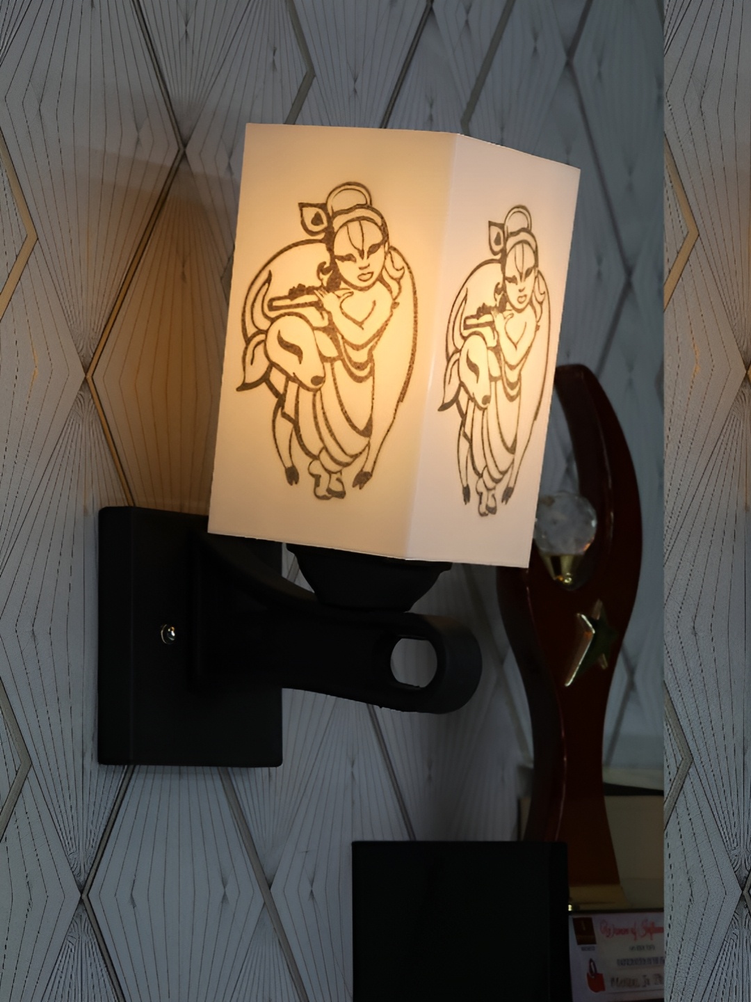 

Gojeeva Black & White 2 Pieces Textured Rectangle Shaped Wall Lamps