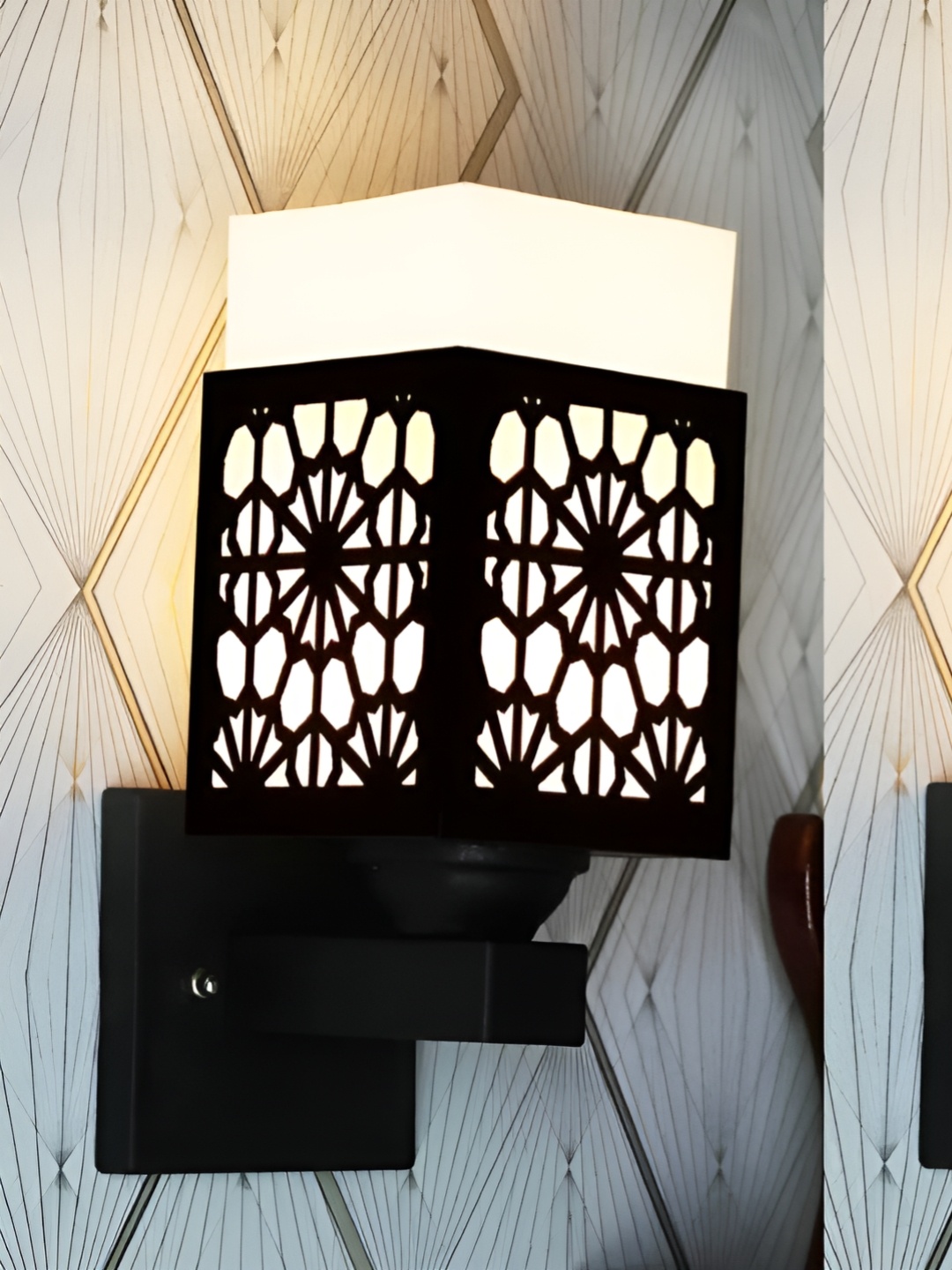 

Gojeeva Black Wood Square Shaped Wall Lamp