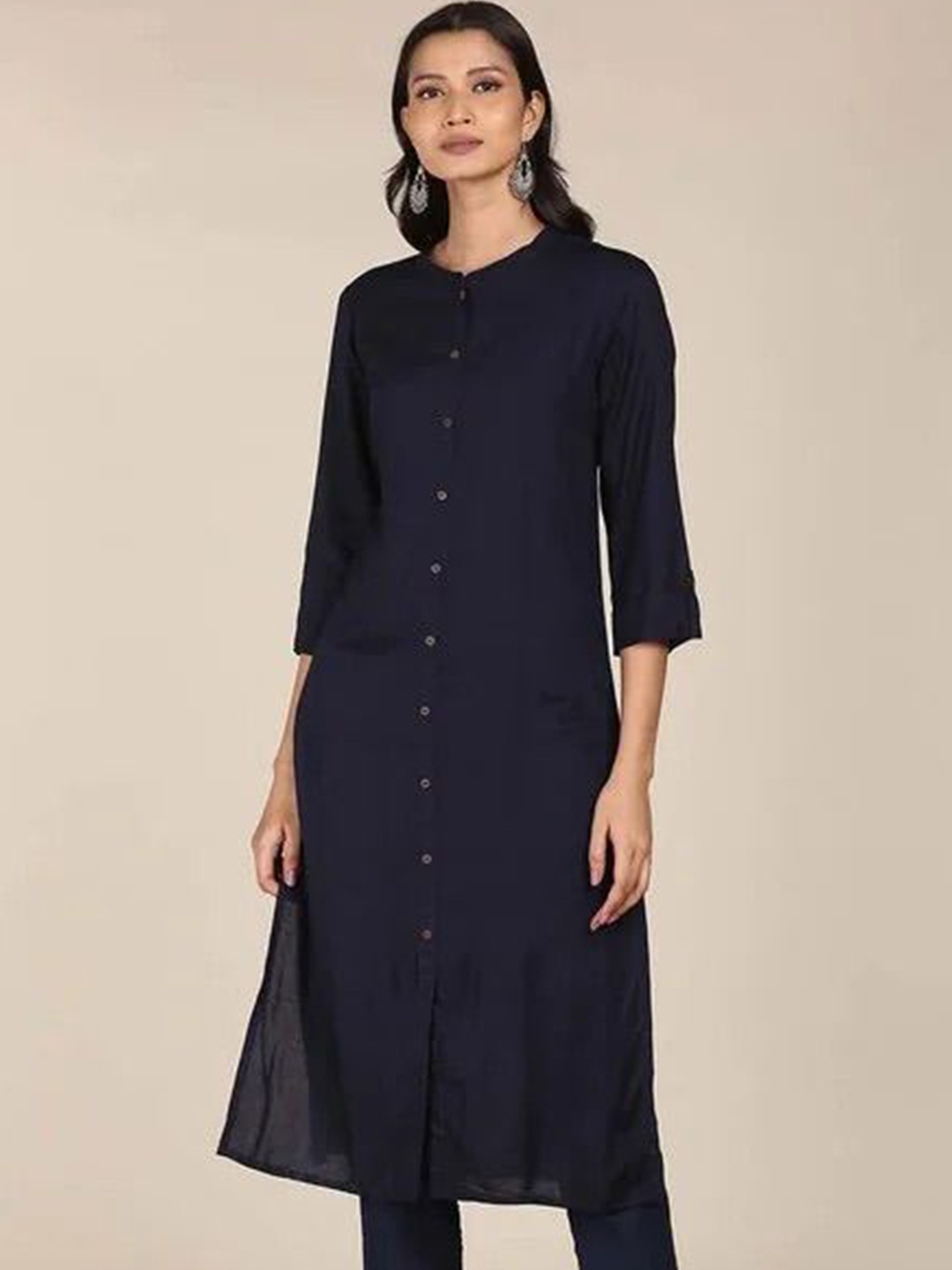

Moda Rapido Round Neck Straight Kurta With Trousers & Dupatta, Blue