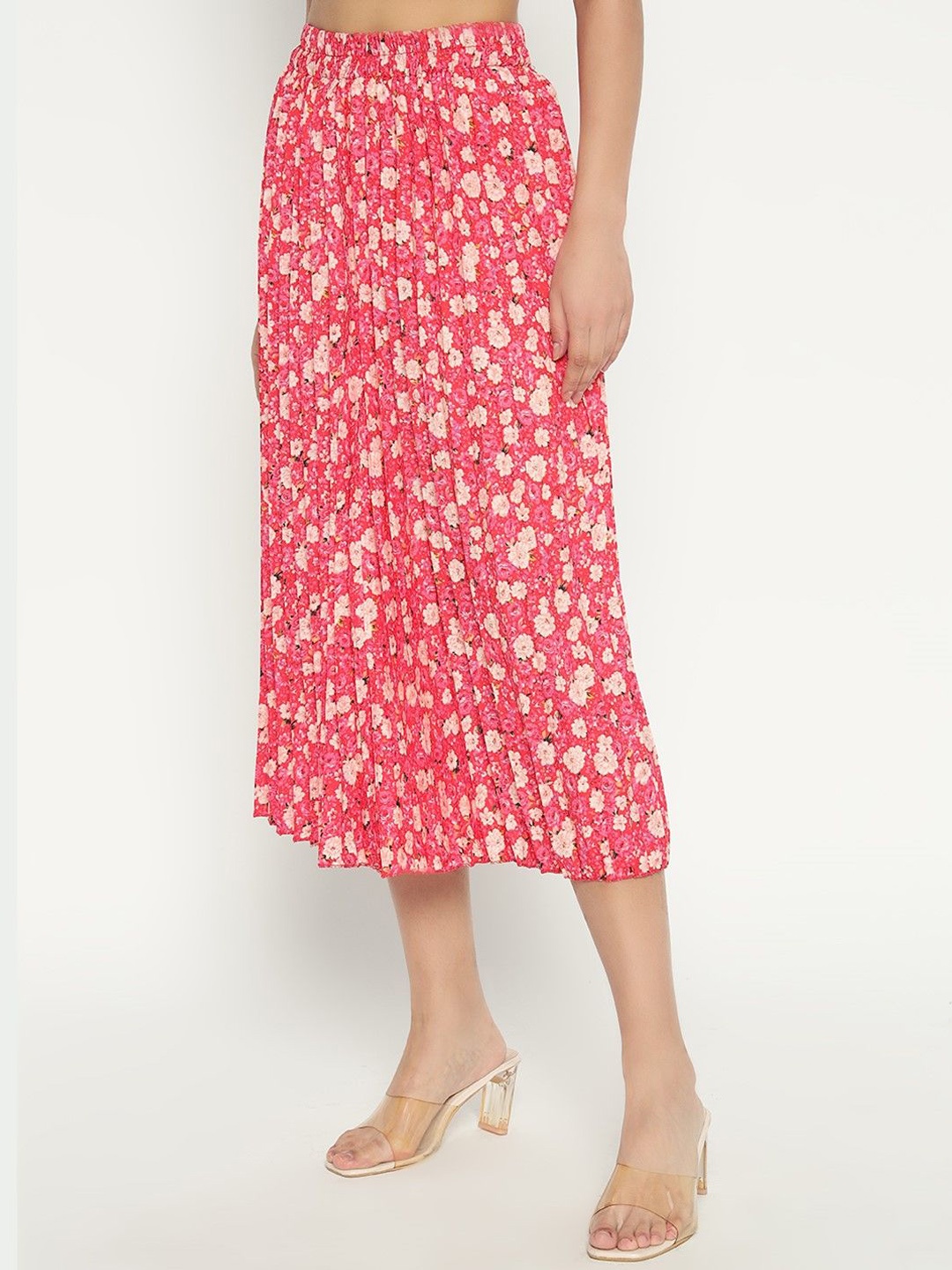 

Krunal Raiyani Women Floral Printed Flared Midi Skirt, Peach