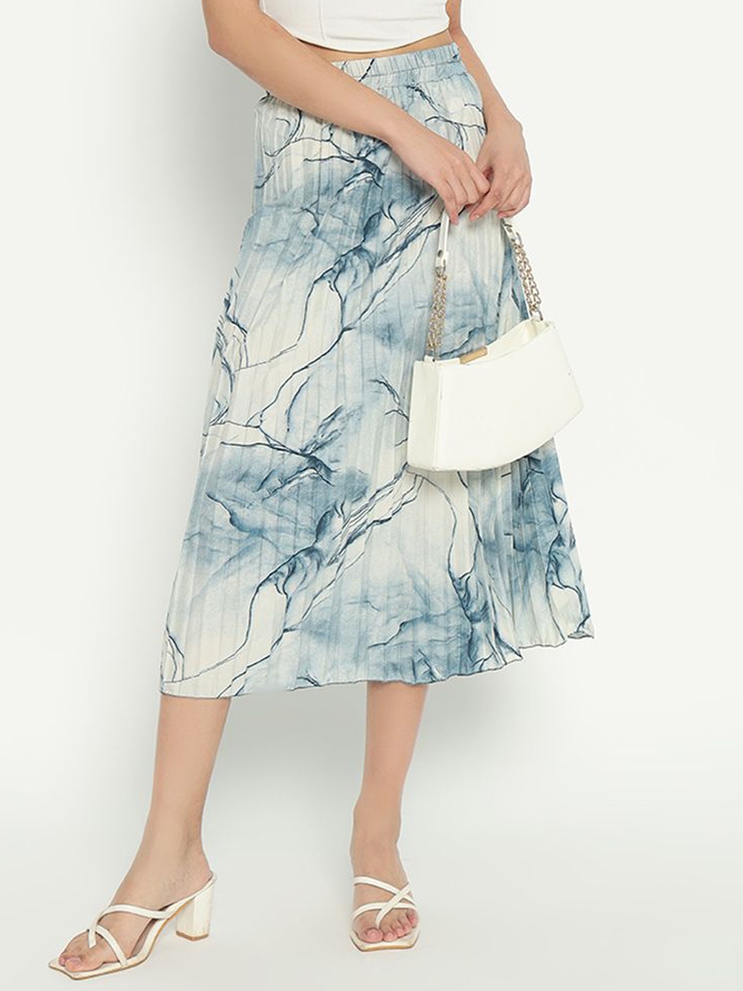 

Raiyani Enterprise Women Printed Midi A-Line Skirt, White