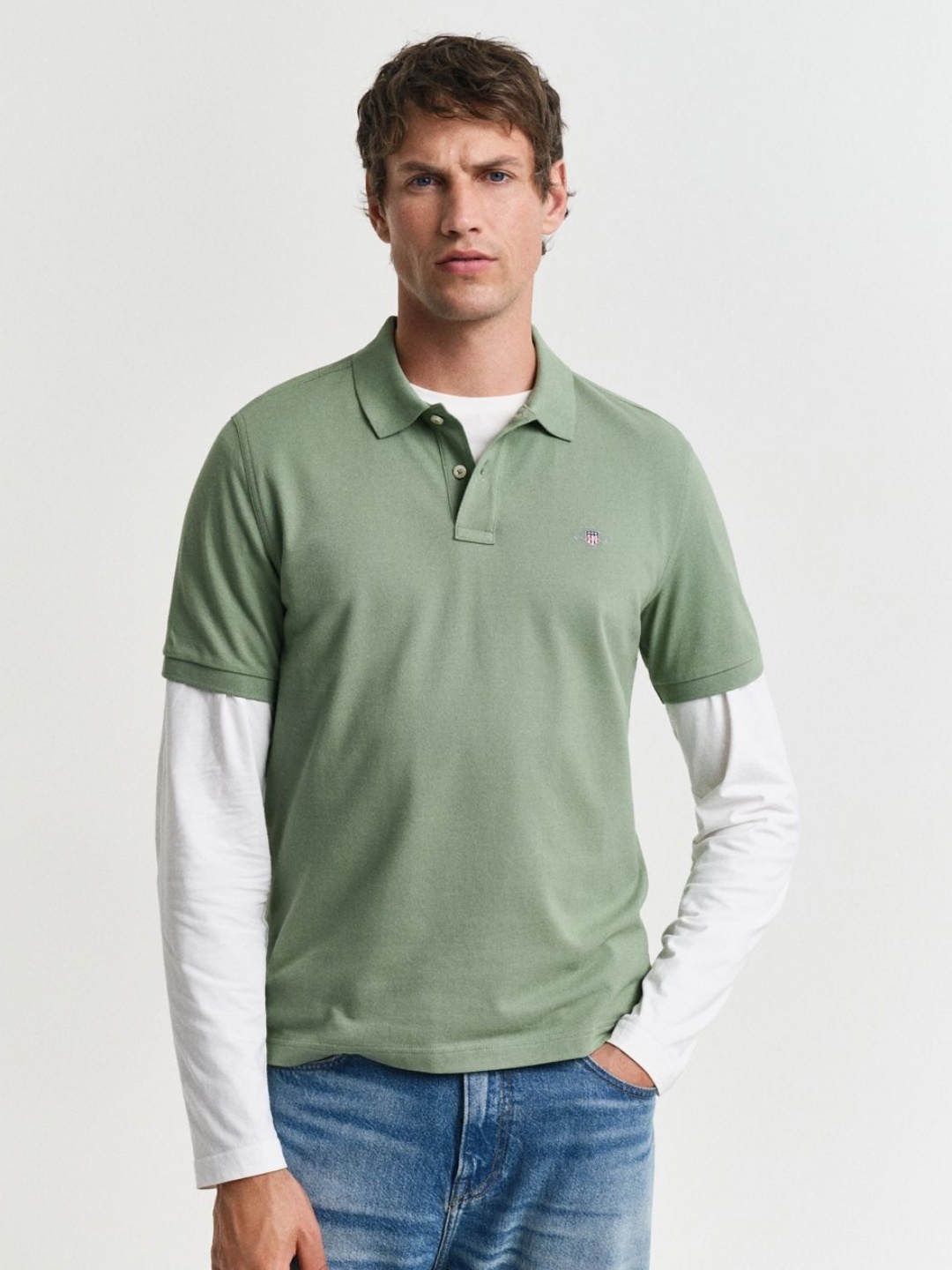 

GANT Men Solid Polo Collar Cotton T-shirt, Green