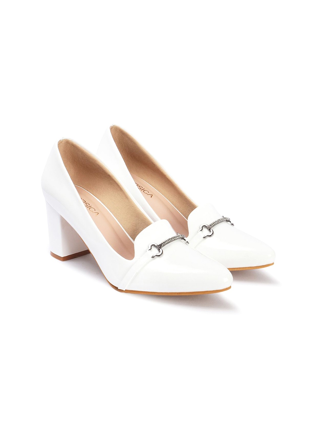 

CORSICA Women Round Toe Block Pumps, White
