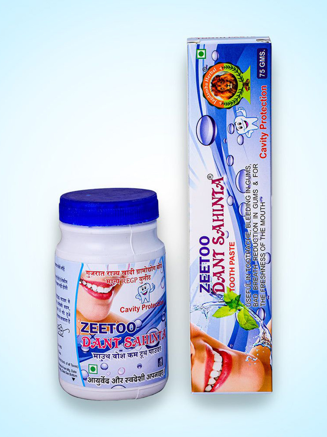 

Jagdamba Herbal Set Of 2 Zeetoo Dant Sahita Tooth Powder & Tooth Paste- 75 g Each, Grey