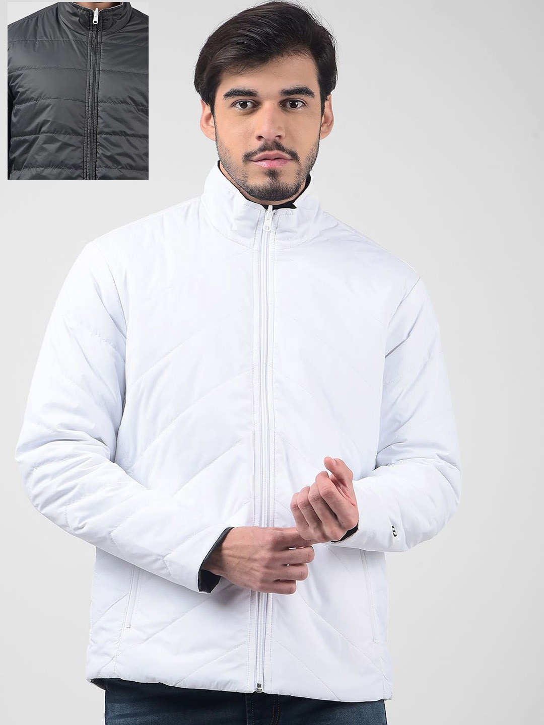 

Numero Uno Men Solid Reversible Quilted Jacket, White