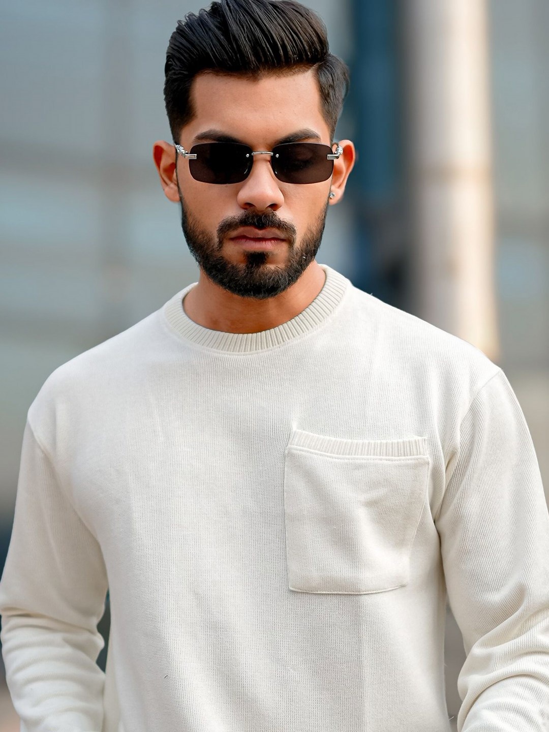

Maniac Men Solid Cotton Sweatshirt, White