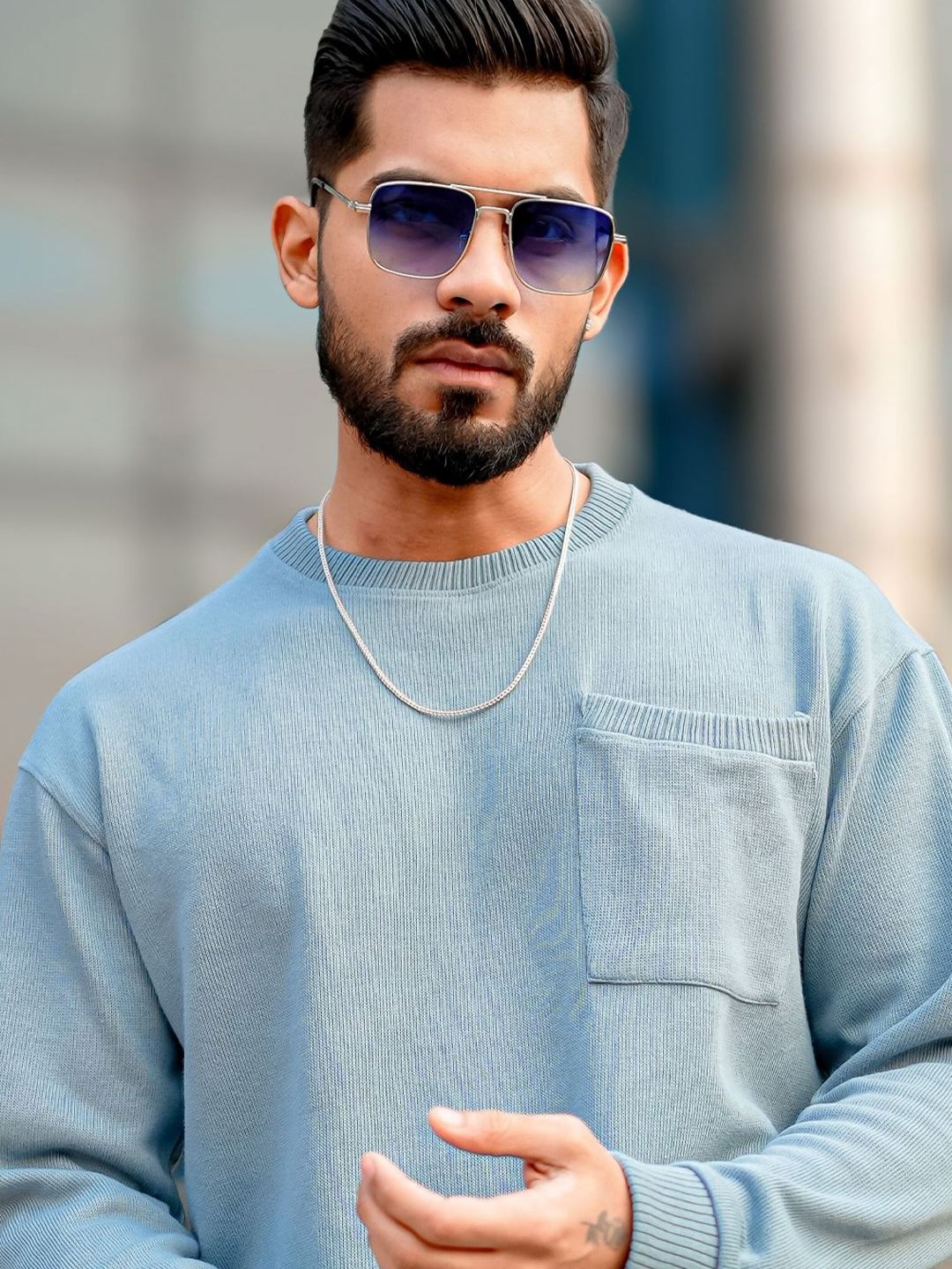 

Maniac Men Solid Solid Full Sleeve Pullover Casual Sweatshirt, Blue