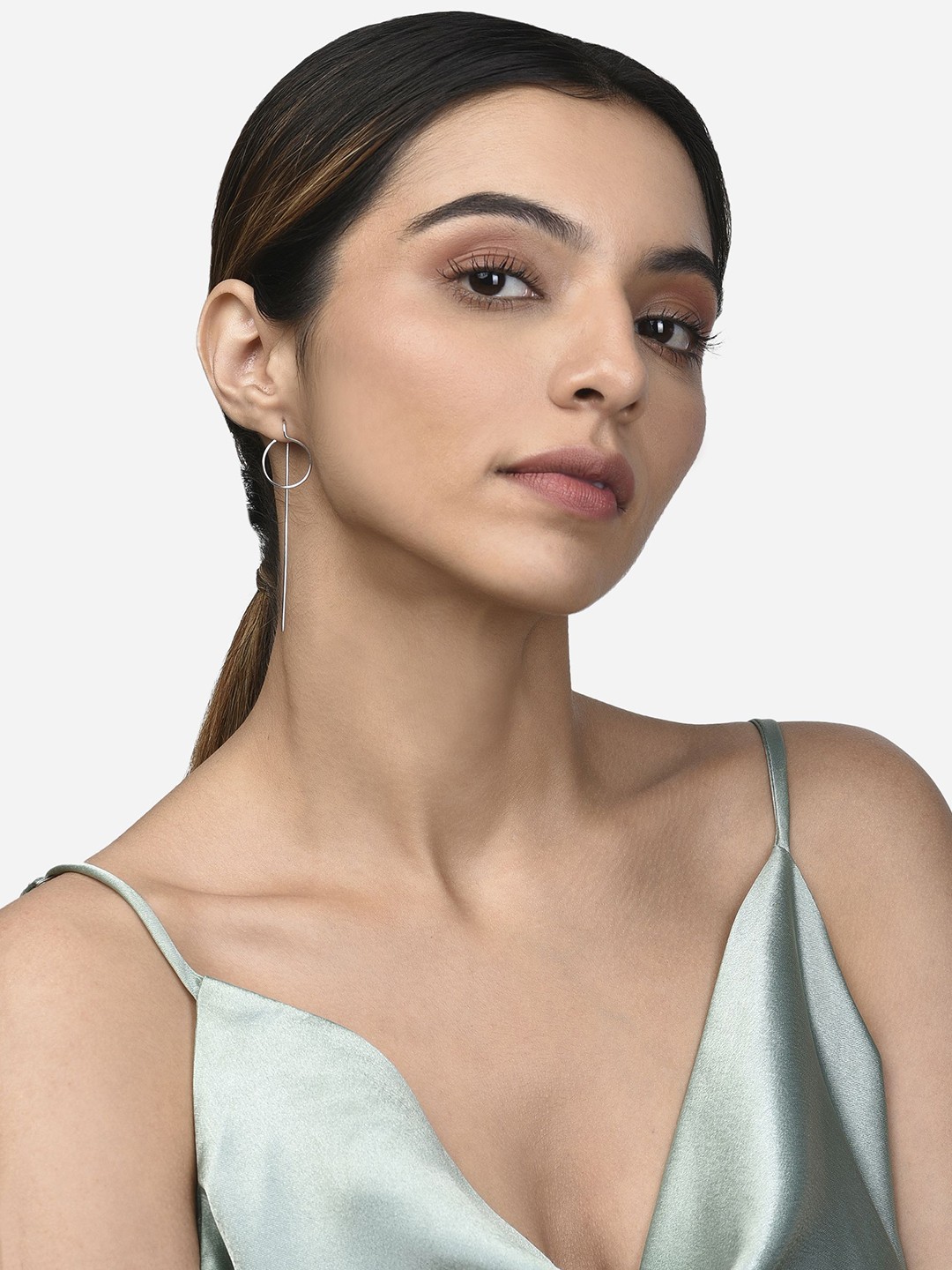 

FIAN Rhodium-Plated Contemporary Shaped Drop Earrings, Silver