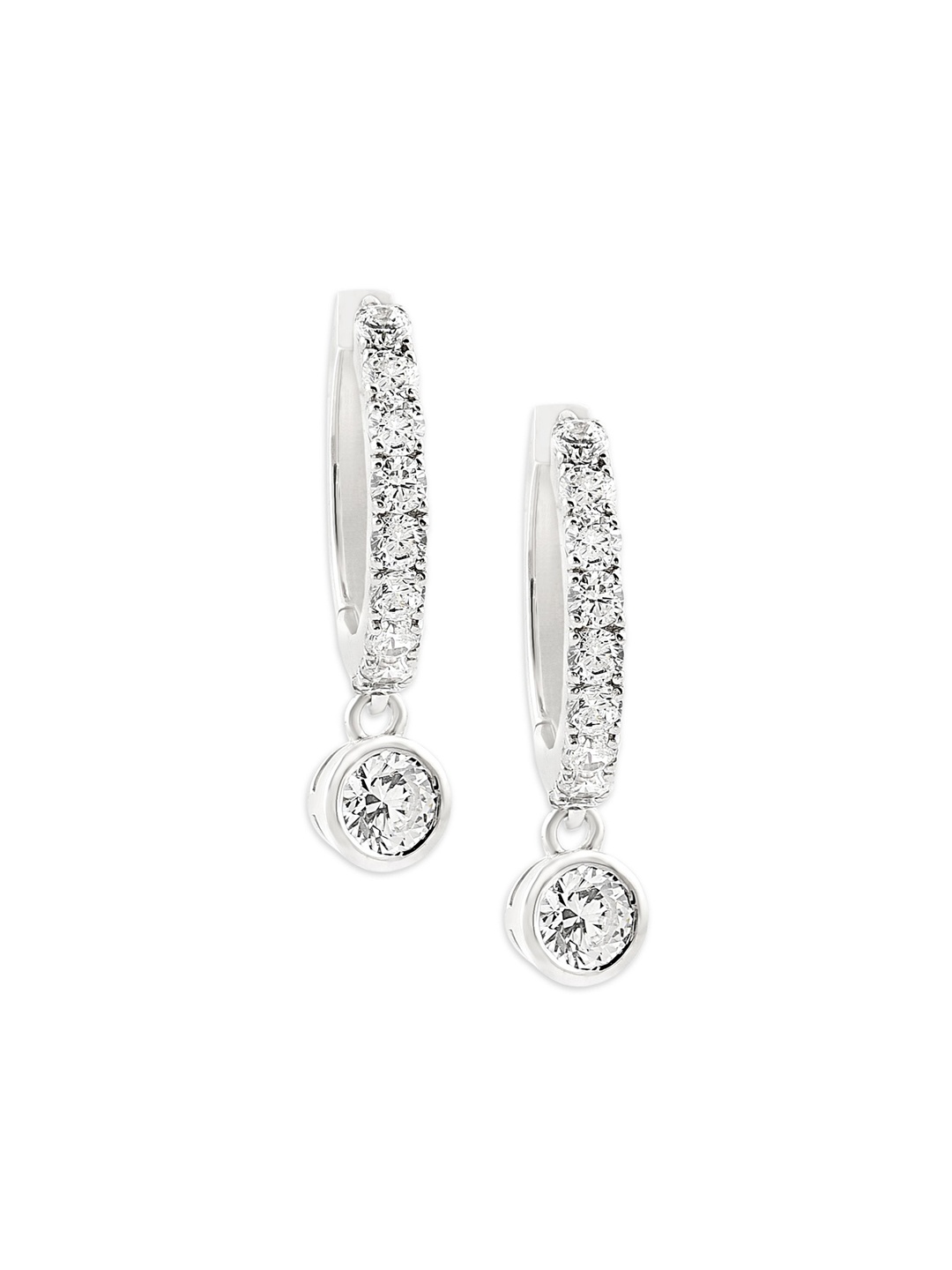 

FIAN Sterling Silver Rhodium-Plated Cubic Zirconia Circular Shaped Hoop Earrings