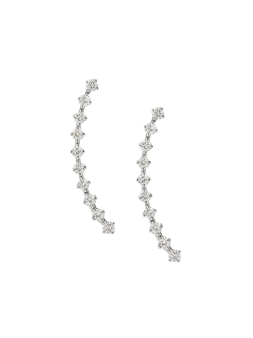 

FIAN 925 Sterling Silver Rhodium-Plated Cubic Zirconia Studded Ear Cuff