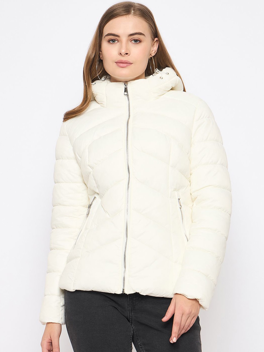 

Madame Women Nylon Padded Jacket, White