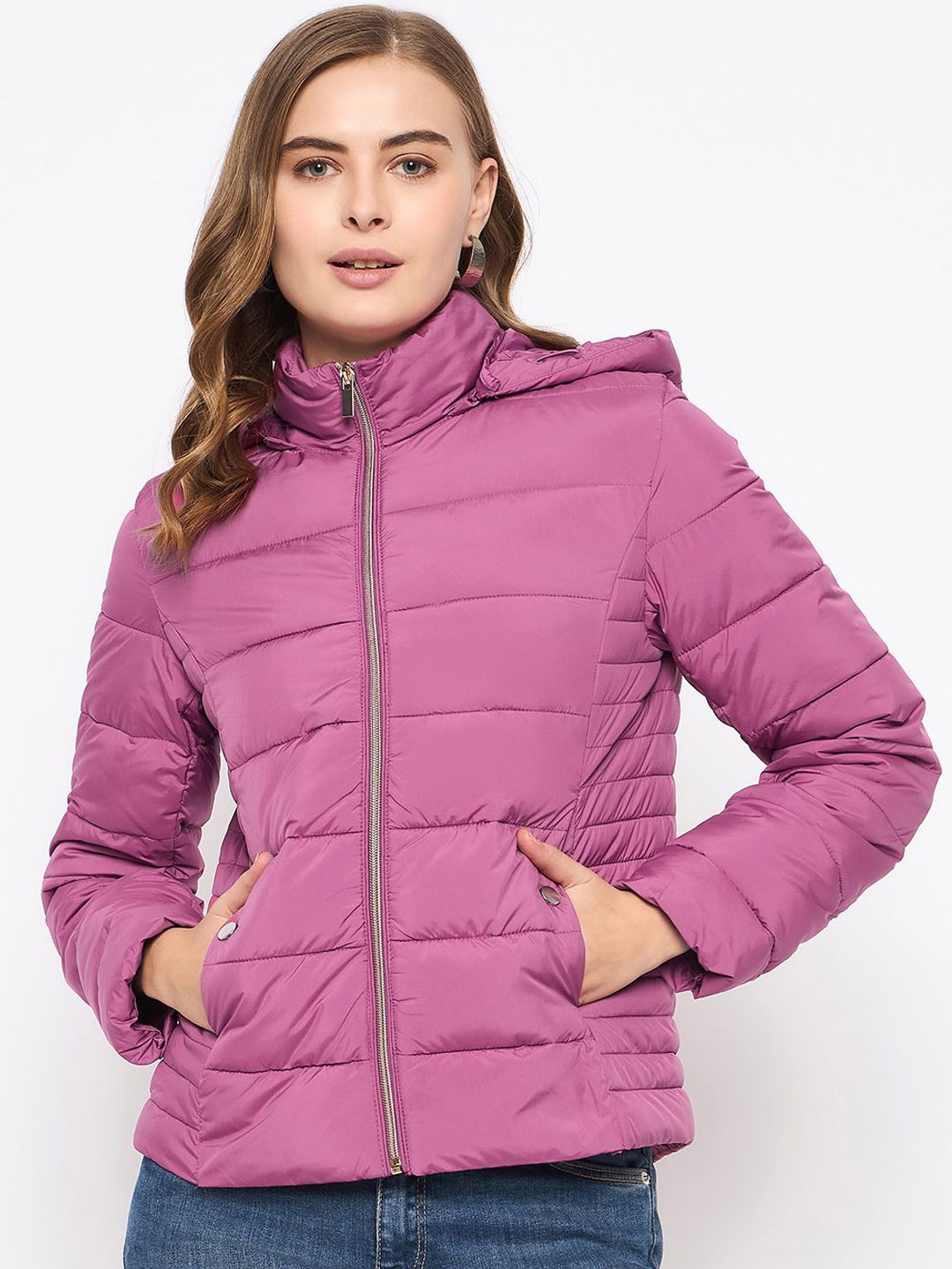 

Madame Women Solid Padded Jacket, Pink