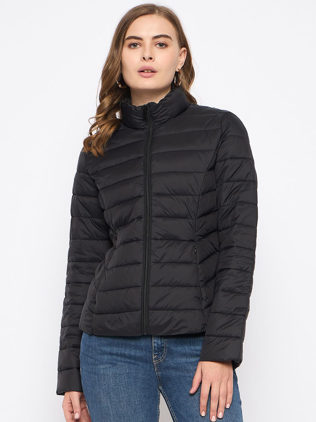 

Madame Women Camouflage Nylon Puffer Jacket, Black