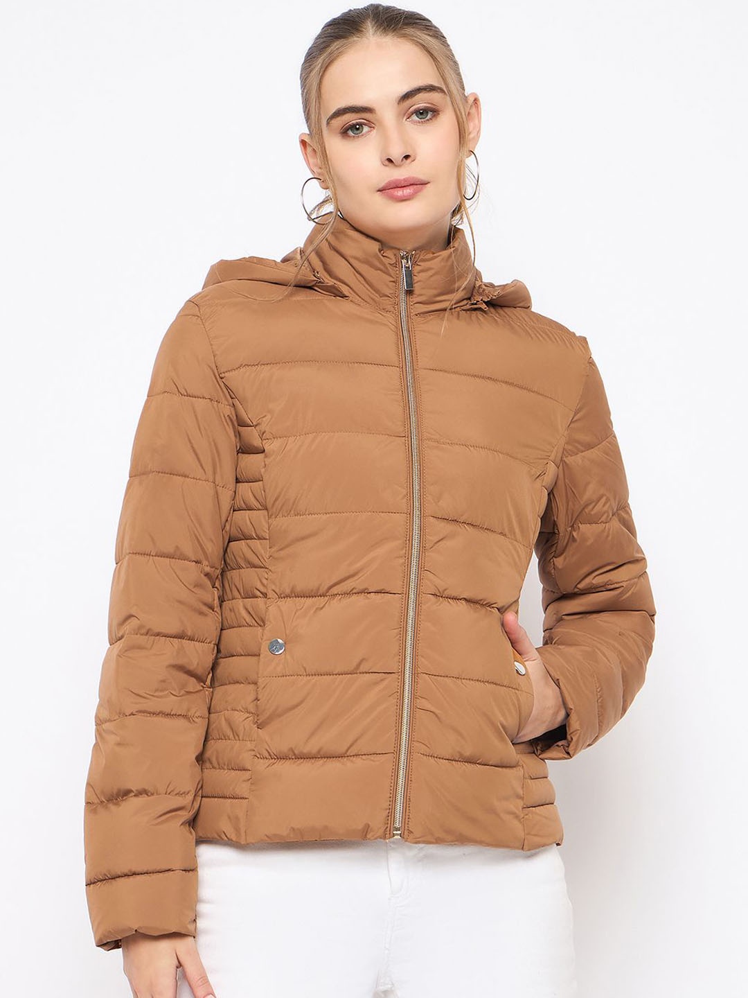 

Madame Women Polyester Longline Padded Jacket, Mustard