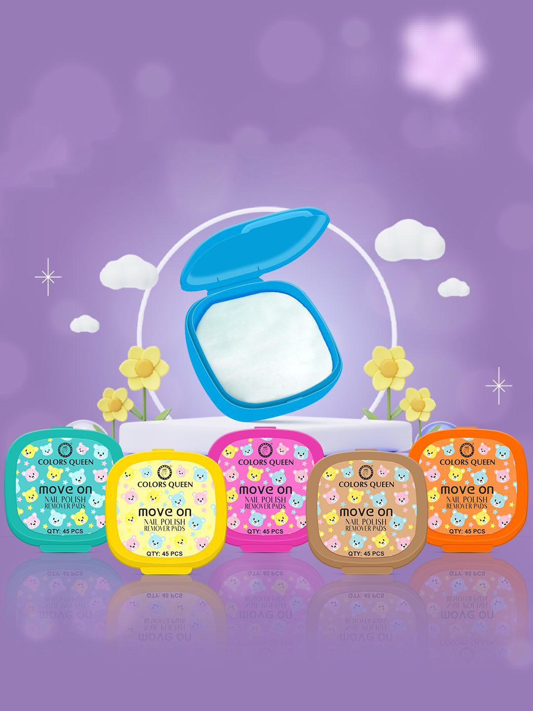 

Colors Queen Move On Nail Polish Remover Pads - 45 Pcs, White