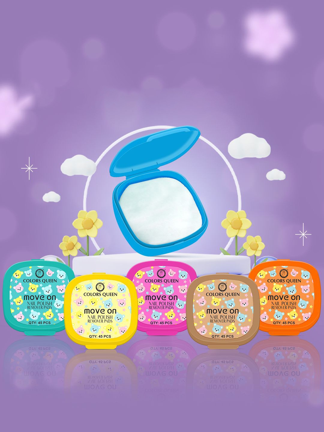 

Colors Queen Move On Nail Polish Remover Pads - 15 g - 45 Pieces, Green