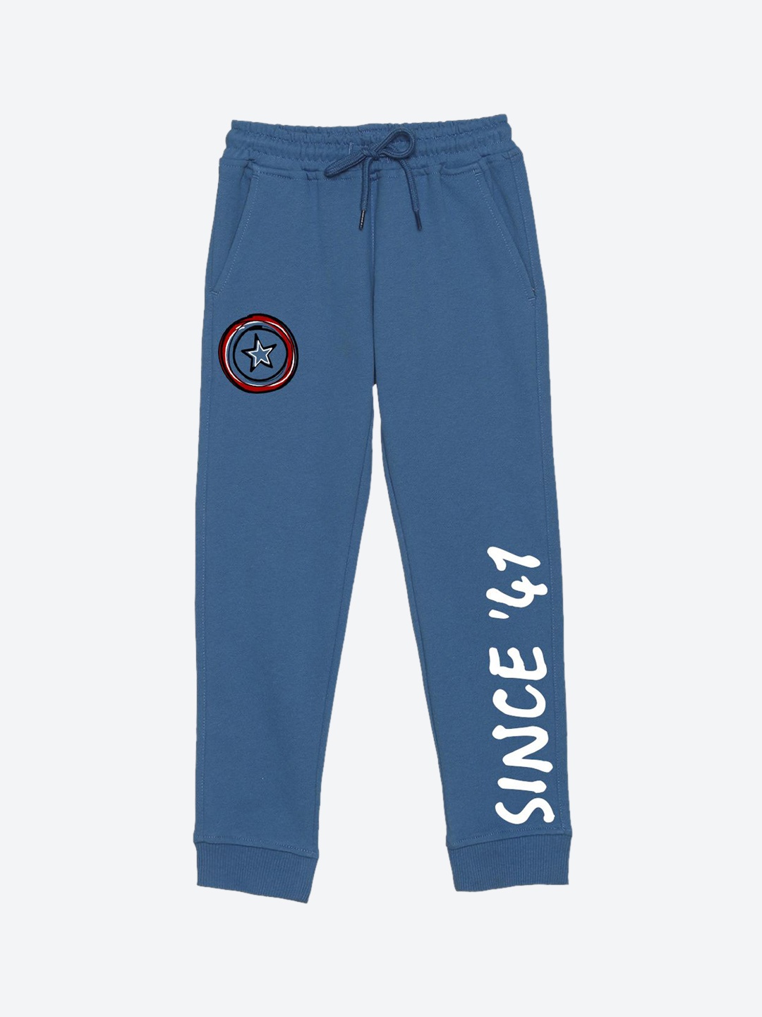 

YK Marvel Boys Printed Mid-Rise Cotton Joggers, Blue
