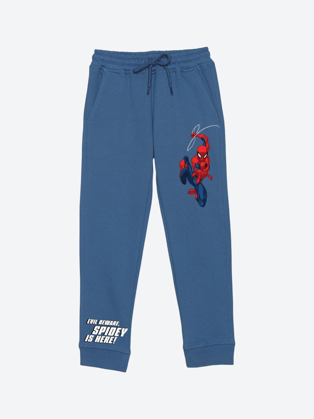 

YK Marvel Boys Cotton Spider-Man Printed Mid Rise Joggers Track Pants, Blue