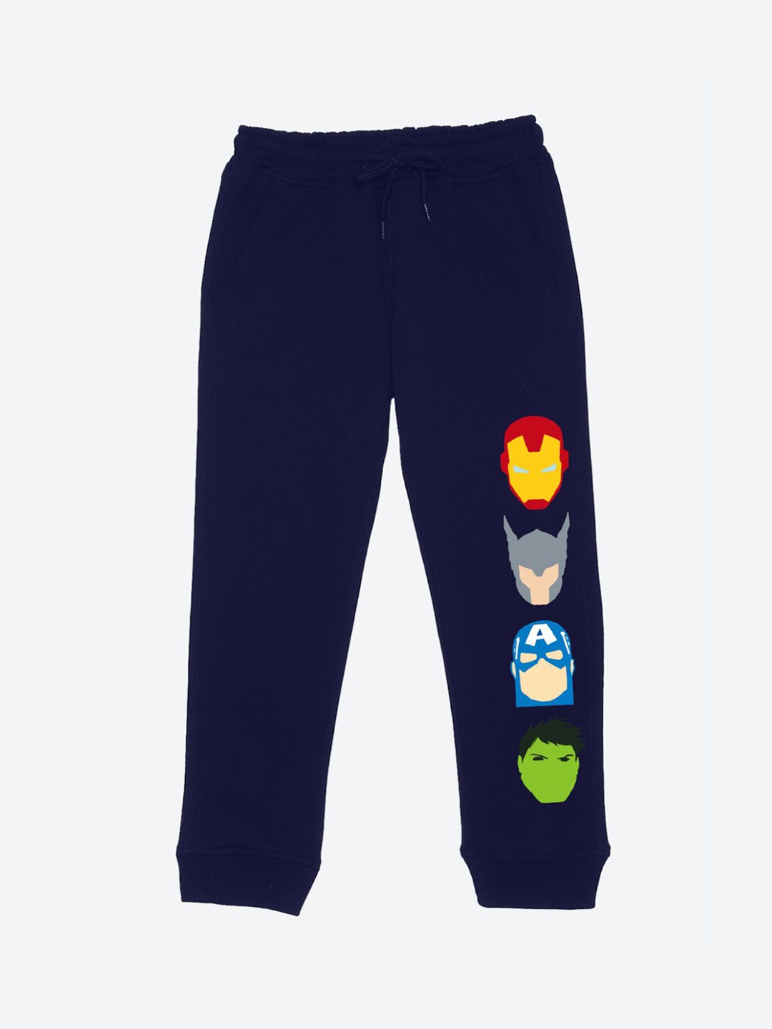 

YK Marvel Boys Marvel Avenger Graphic Printed Mid-Rise Joggers, Navy blue