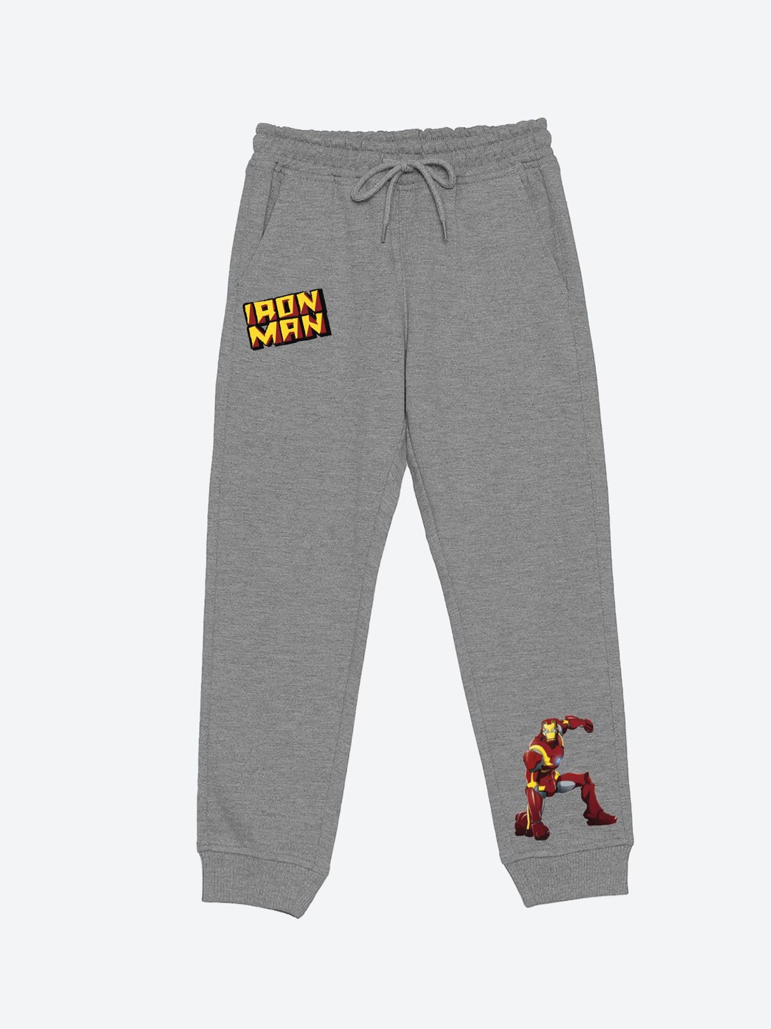 

YK Marvel Boys Iron Man Printed Mid-Rise Joggers, Grey