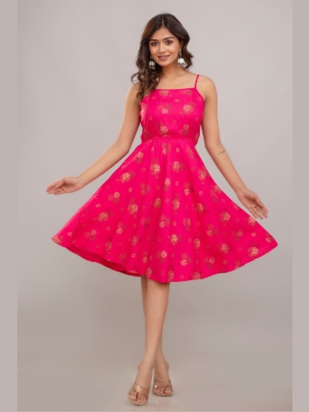 

GORDHAN Floral Print Fit & Flare Dress, Pink