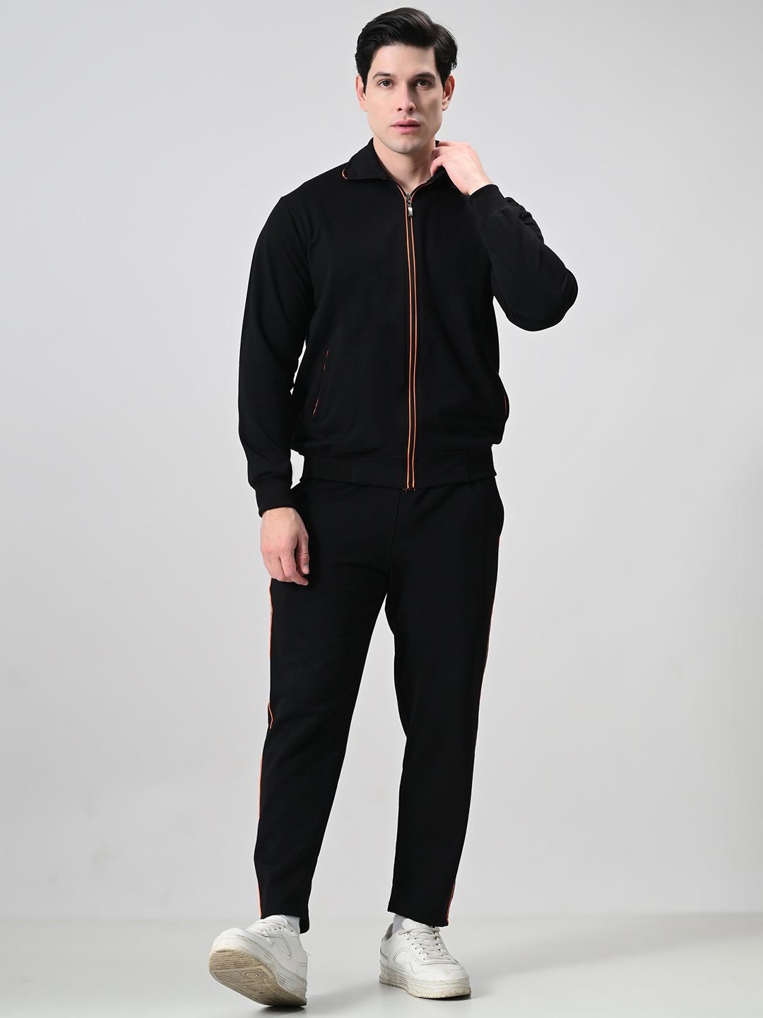 

BAESD Men Zipper Mock Collar Tracksuits, Black