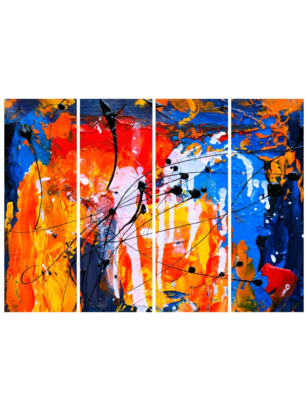 

Inephos Creative Artwork Blue & Orange 4 Pieces Abstract Printed Vinyl Wall Arts