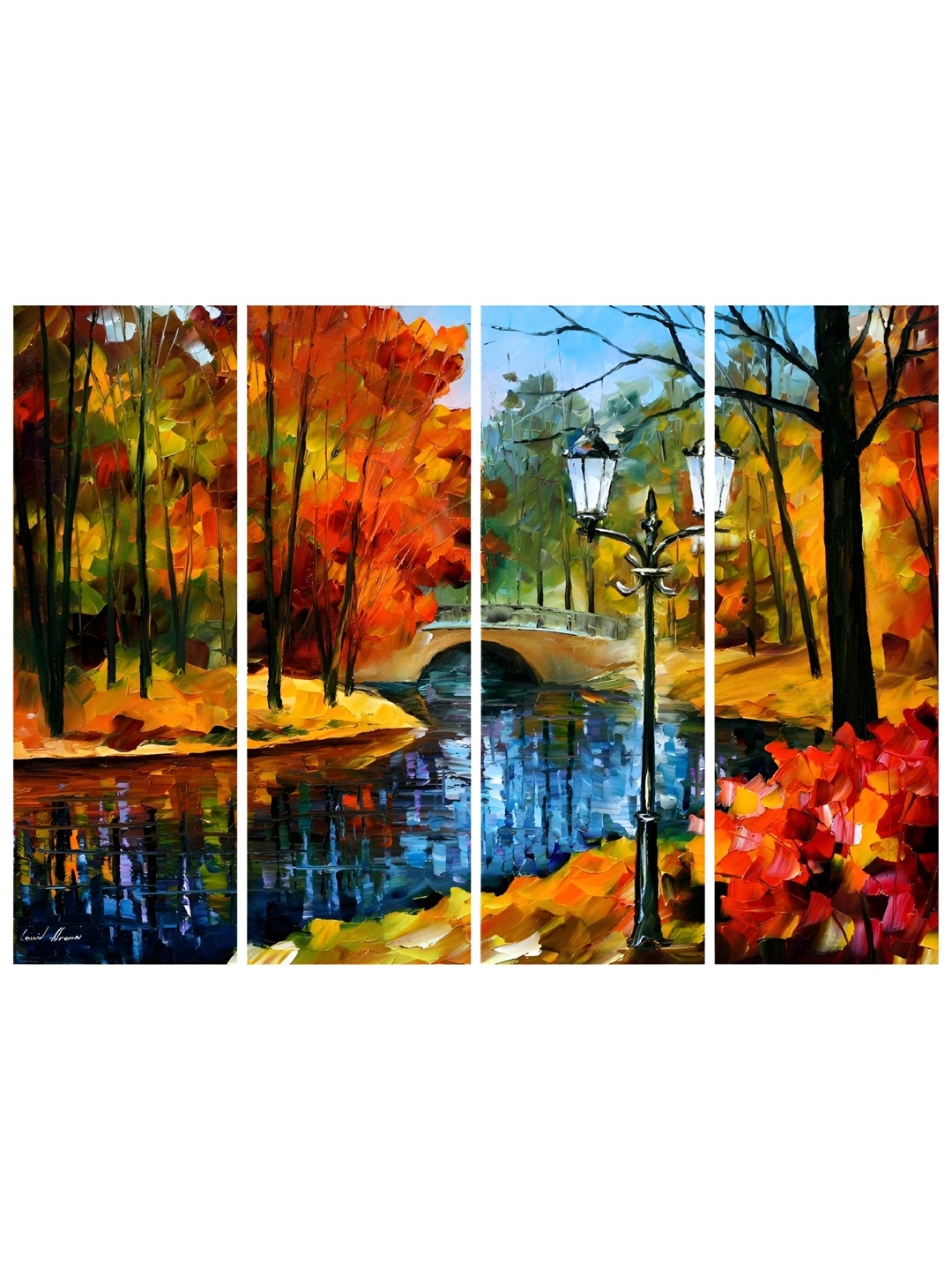 

Inephos Red & Orange 4 Piece Floral And Botanical Printed Vinyl Wall Art
