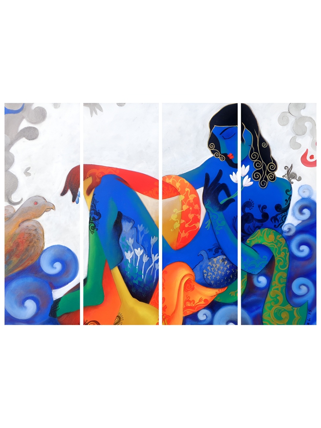 

Inephos Blue & Orange 4 Piece Canvas Other Wall Paintings