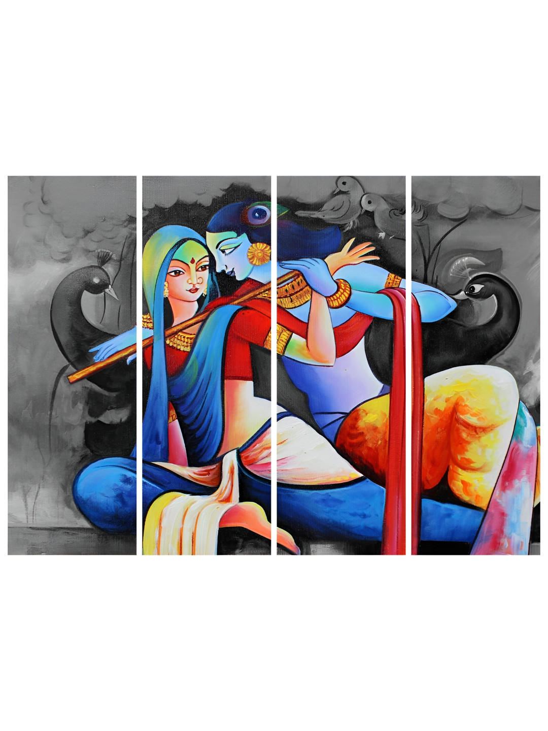 

Inephos Grey & Blue 4 Piece Canvas Other Wall Paintings